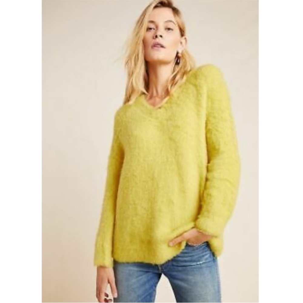 Anthropologie Simone Fuzzy Sweater Yellow S